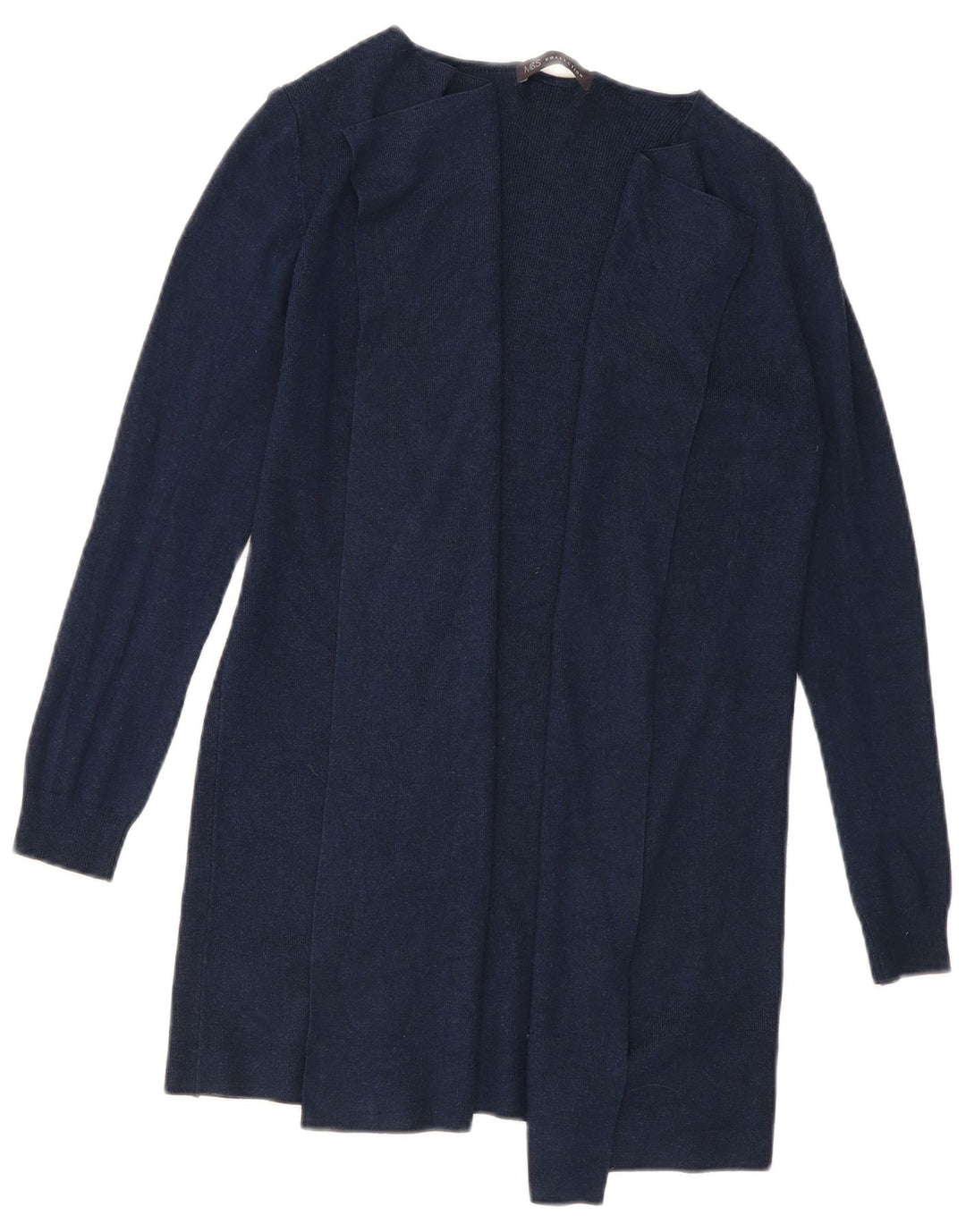 Marks & Spencer Womens Longline Open Cardigan Sweater UK 10 Small Navy Blue