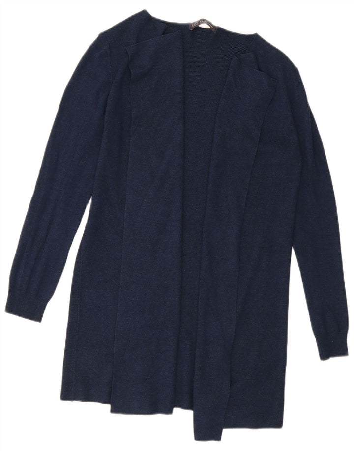 Marks & Spencer Womens Longline Open Cardigan Sweater UK 10 Small Navy Blue