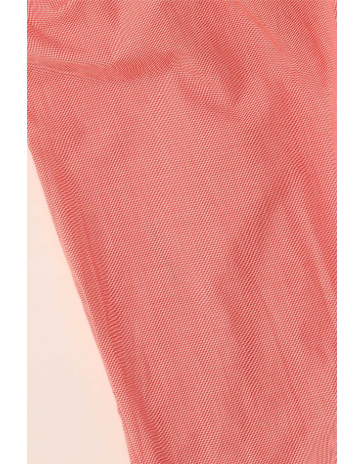 Chaps Mens Classic Fit Shirt Size 18 2XL Pink Houndstooth Cotton