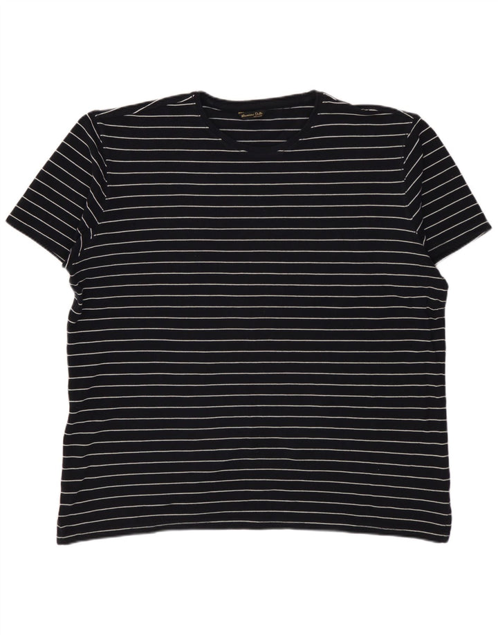 MASSIMO DUTTI Mens T-Shirt Top XL Black Striped