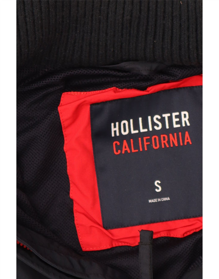 Hollister Boys Hooded Rain Jacket 13-14 Years Small Navy Blue Polyester