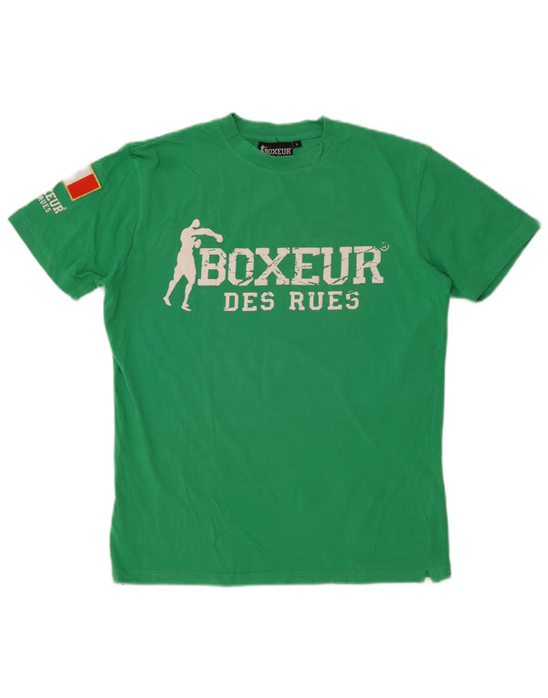 Boxeur Des Rues Mens Graphic T-Shirt Top Large Green Cotton
