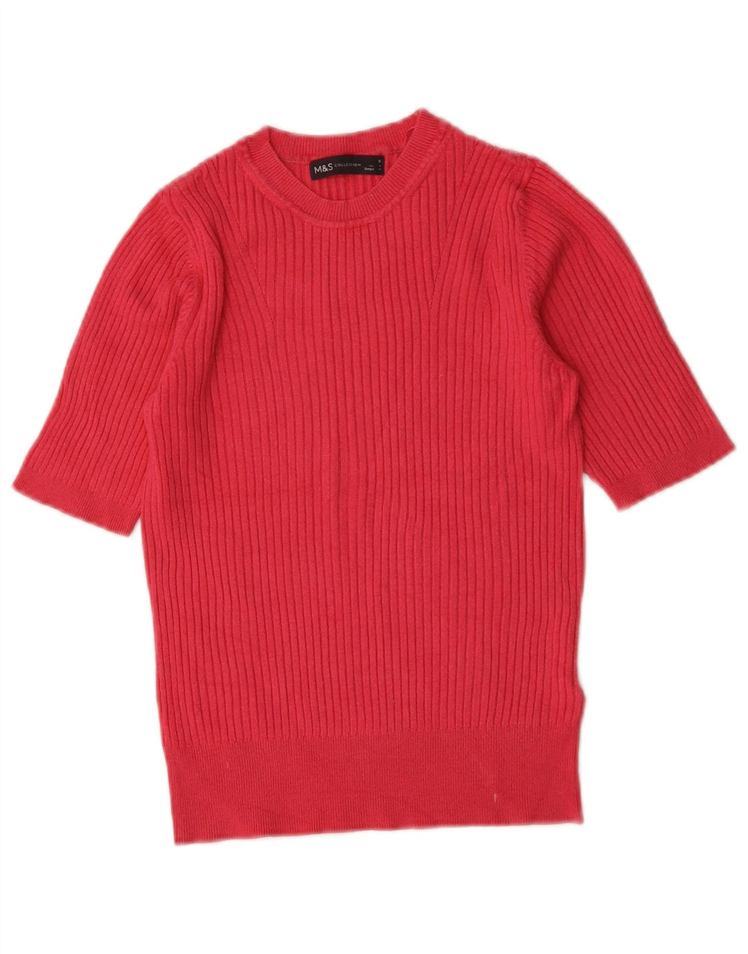 Marks & Spencer Womens Crop Crew Neck Jumper Sweater UK 8 Small Pink