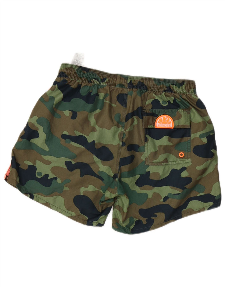 Sundek Boys Swimming Shorts 15-16 Years Khaki Camouflage Polyester