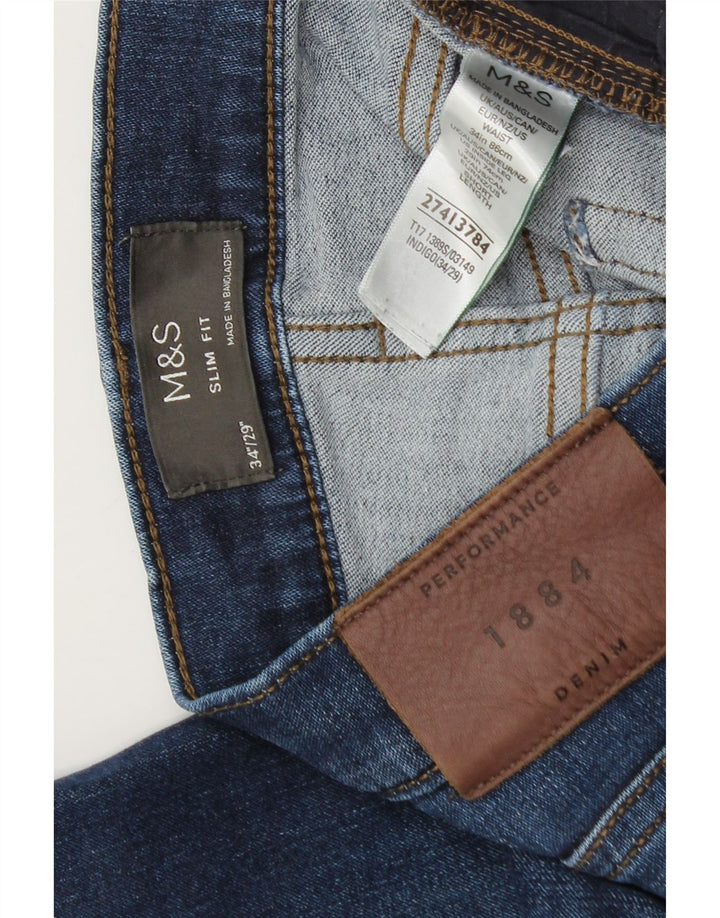 Marks & Spencer Mens Slim Jeans W34 L29 Blue Cotton