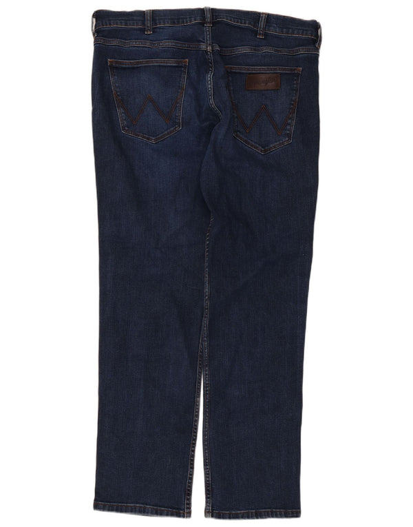 Wrangler Mens Greensboro Straight Jeans W35 L32 Navy Blue Cotton