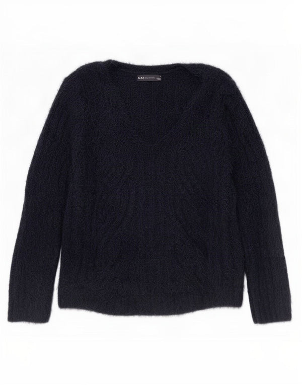 Marks & Spencer Womens V-Neck Jumper Sweater UK 14 Medium Navy Blue
