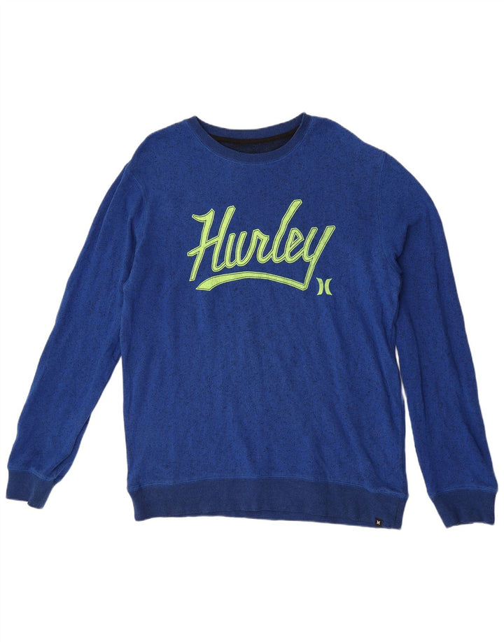 Hurley Mens Graphic Sweatshirt Jumper XL Blue Flecked Cotton