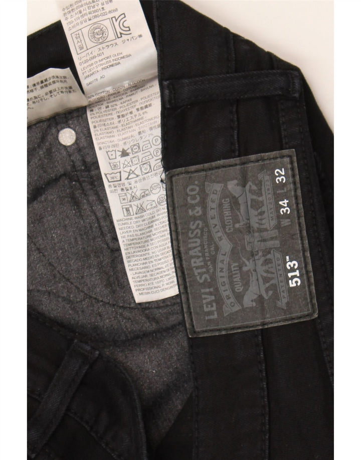 Levi's Mens 513 Slim Straight Jeans W34 L32 Black Cotton