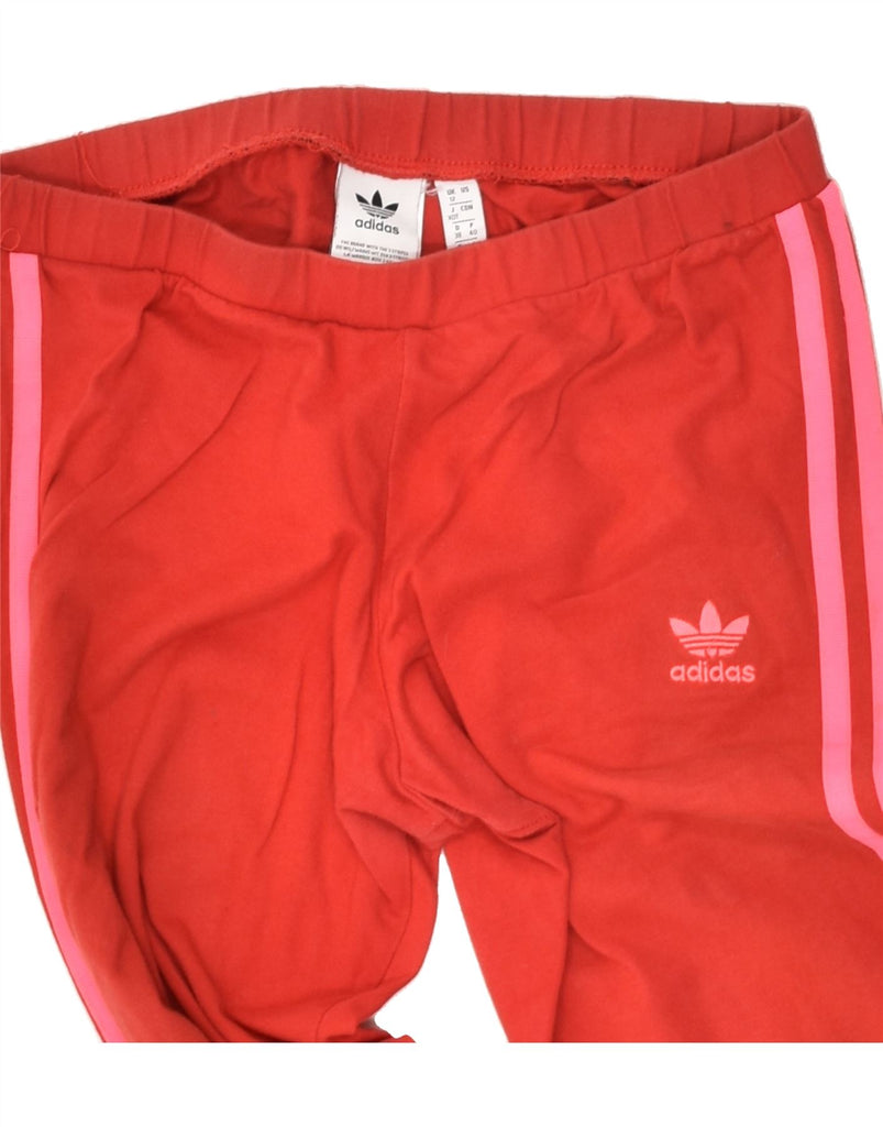 ADIDAS Womens Leggings UK 12 Medium Red Cotton | Vintage Adidas | Thrift | Second-Hand Adidas | Used Clothing | Messina Hembry 