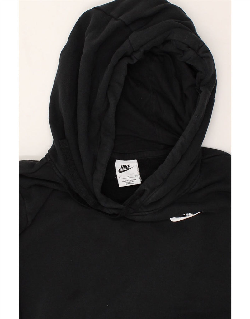 NIKE Womens Crop Hoodie Jumper UK 10 Small Black Cotton | Vintage Nike | Thrift | Second-Hand Nike | Used Clothing | Messina Hembry 