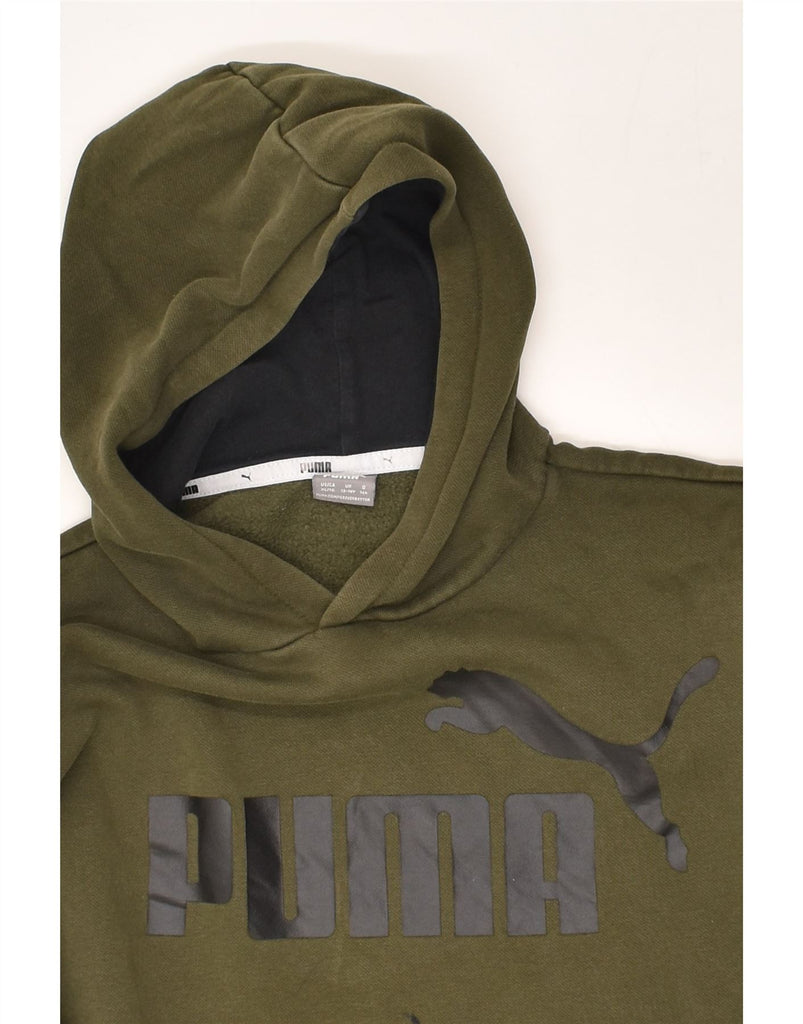 PUMA Boys Graphic Hoodie Jumper 13-14 Years Khaki Cotton | Vintage Puma | Thrift | Second-Hand Puma | Used Clothing | Messina Hembry 