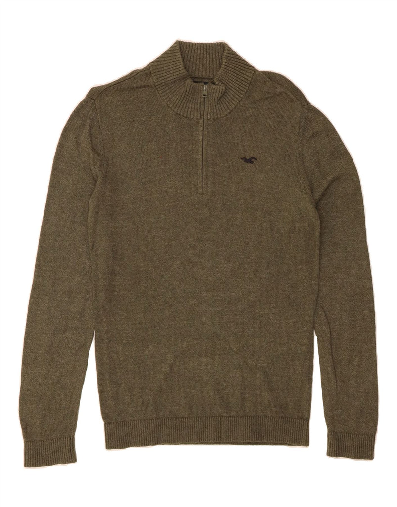 HOLLISTER Mens Zip Neck Jumper Sweater Small Green Vintage Hollister and Second-Hand Hollister from Messina Hembry 