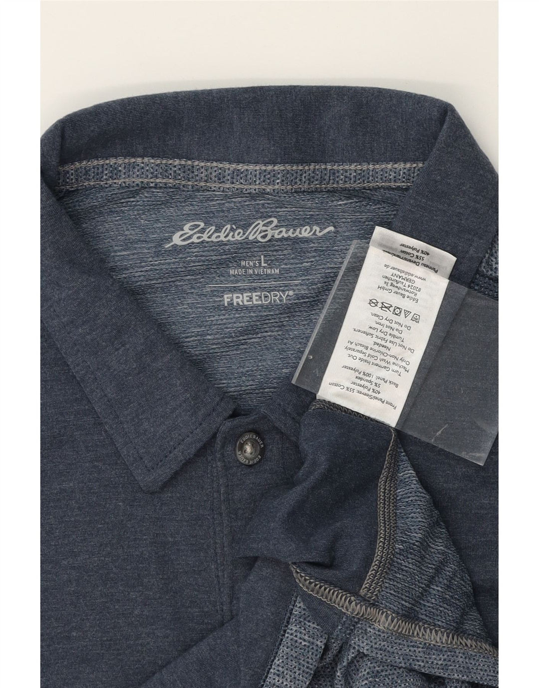 EDDIE BAUER Mens Polo Shirt Large Navy Blue Cotton Vintage Eddie Bauer and Second-Hand Eddie Bauer from Messina Hembry 