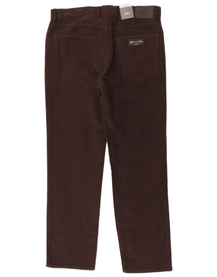 Marks & Spencer Mens Straight Regular Fit Casual Trousers W34 L31 Brown