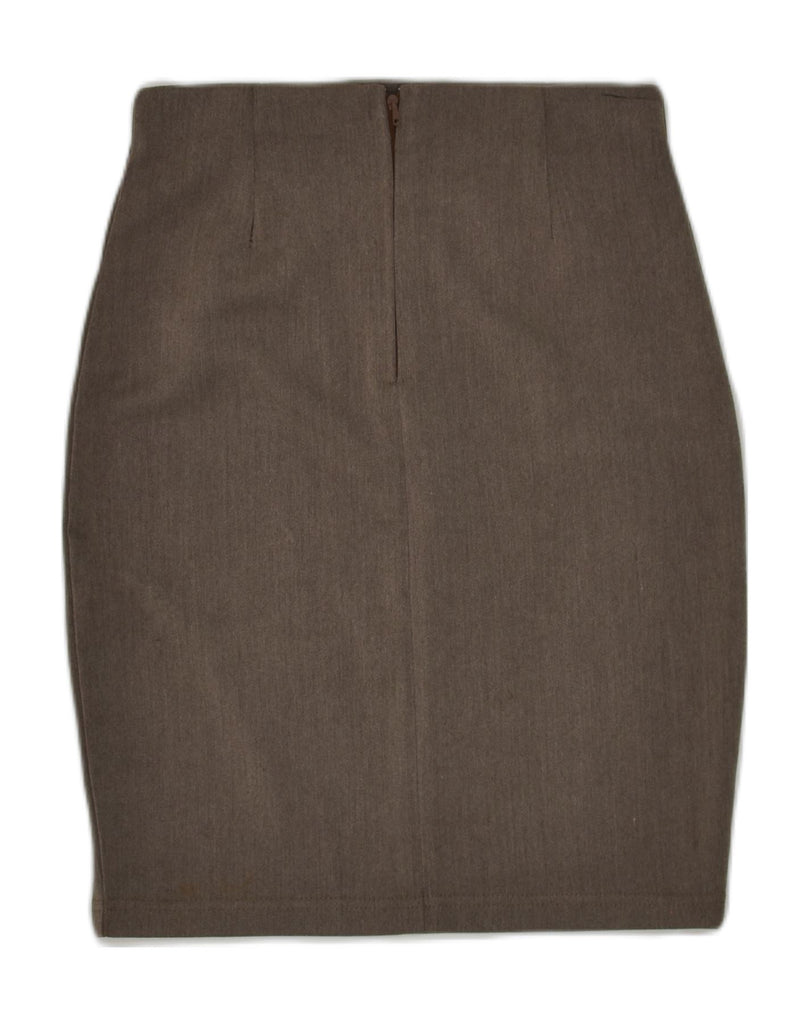 VINTAGE Womens Pencil Skirt UK 14 Large Brown Viscose | Vintage Vintage | Thrift | Second-Hand Vintage | Used Clothing | Messina Hembry 