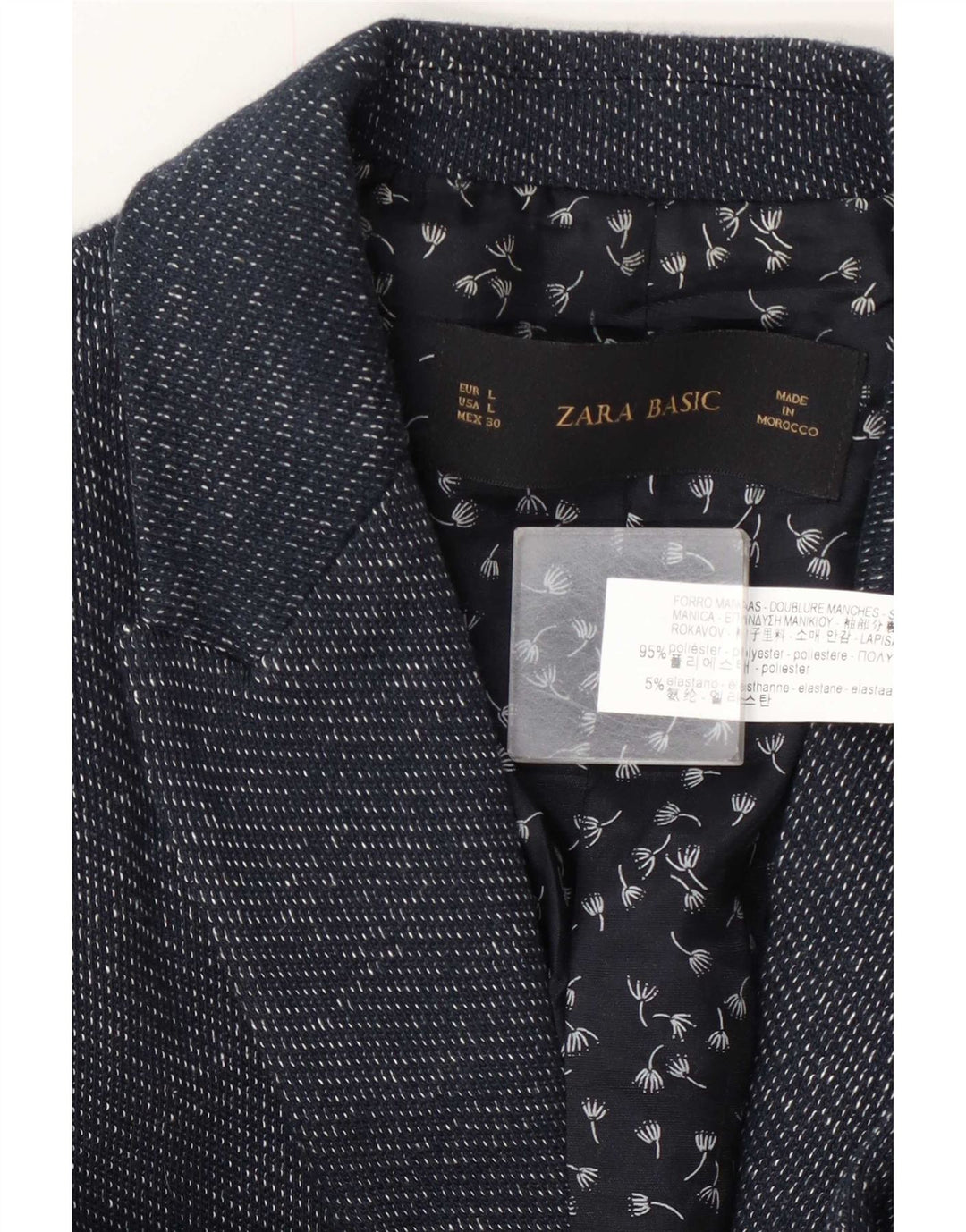 Zara Womens 1 Button Blazer Jacket UK 14 Large Navy Blue Polyester