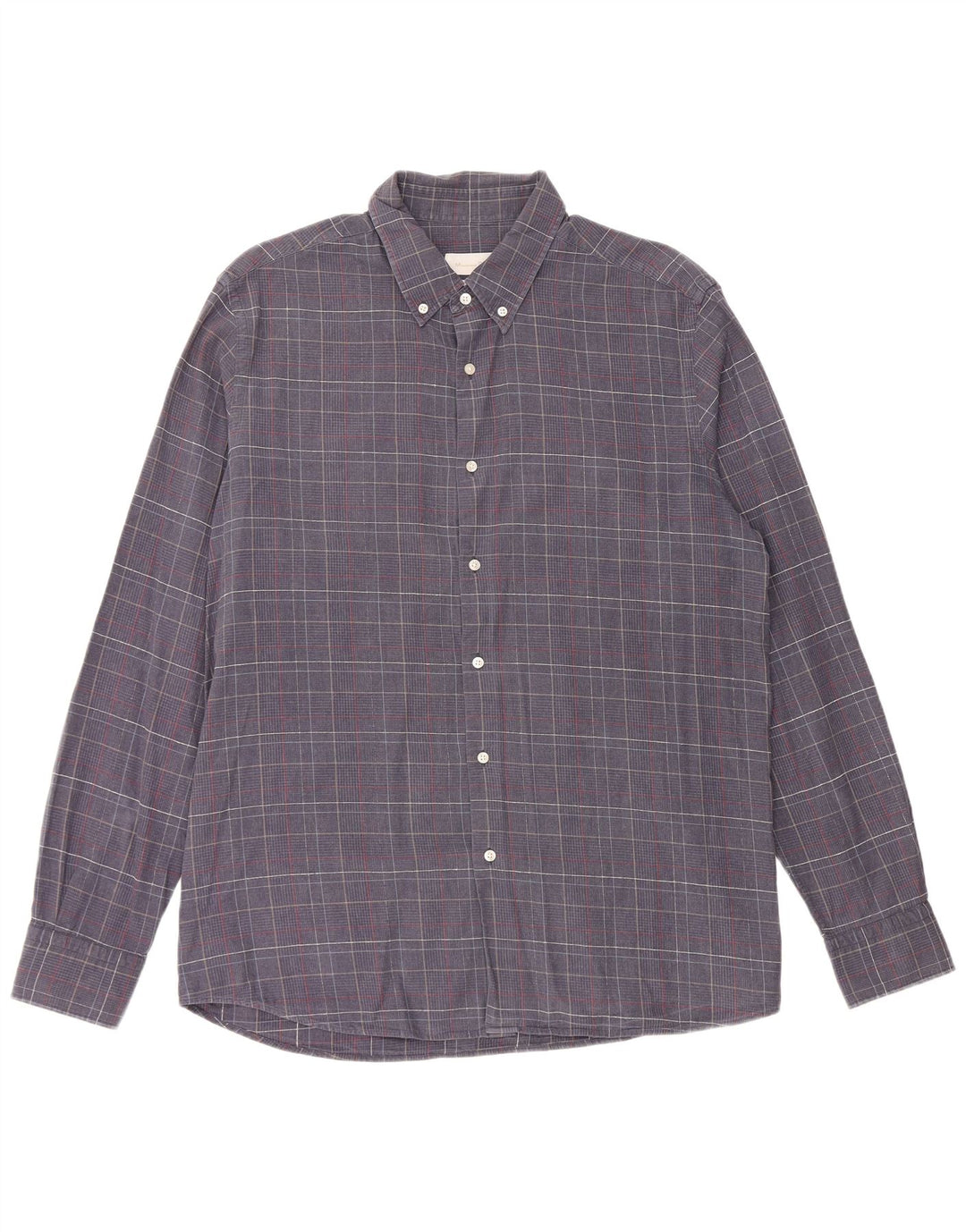 MASSIMO DUTTI Mens Shirt XL Navy Blue Houndstooth Cotton