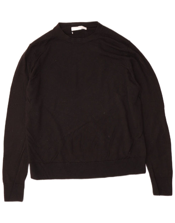 Marks & Spencer Womens Crew Neck Jumper Sweater UK 14 Large  Black Wool