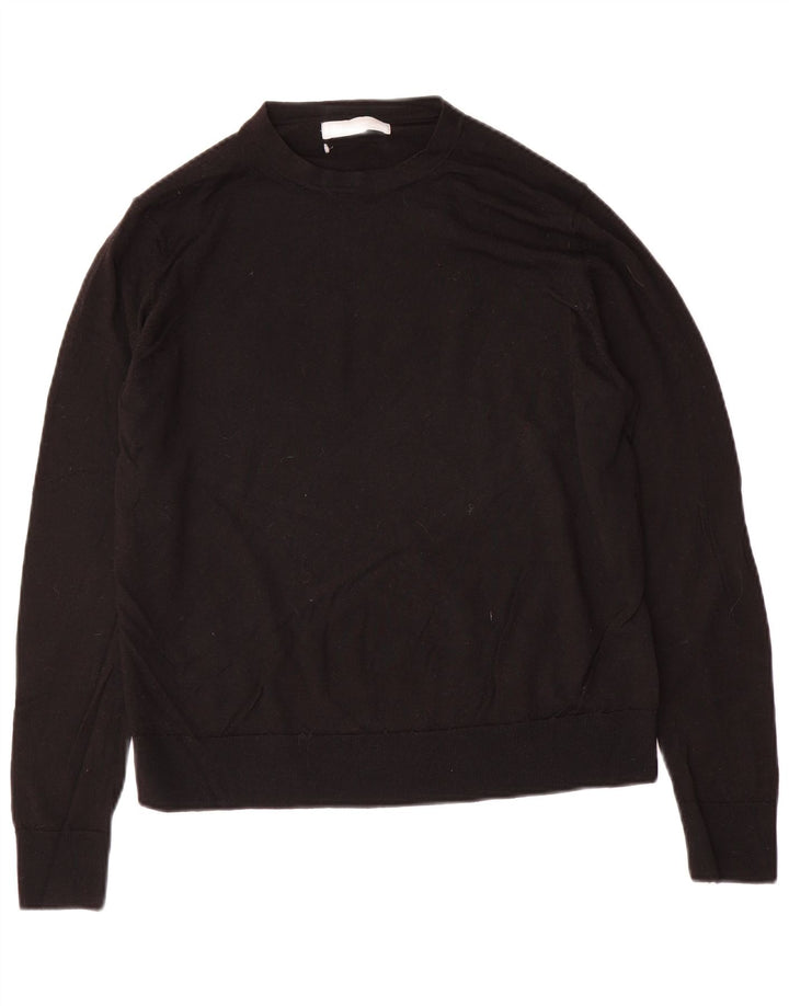 Marks & Spencer Womens Crew Neck Jumper Sweater UK 14 Large  Black Wool