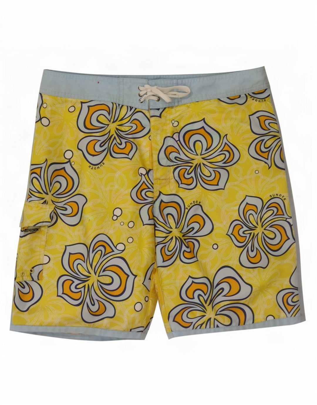 Sundek Mens Swimming Shorts Medium Yellow Floral Polyester