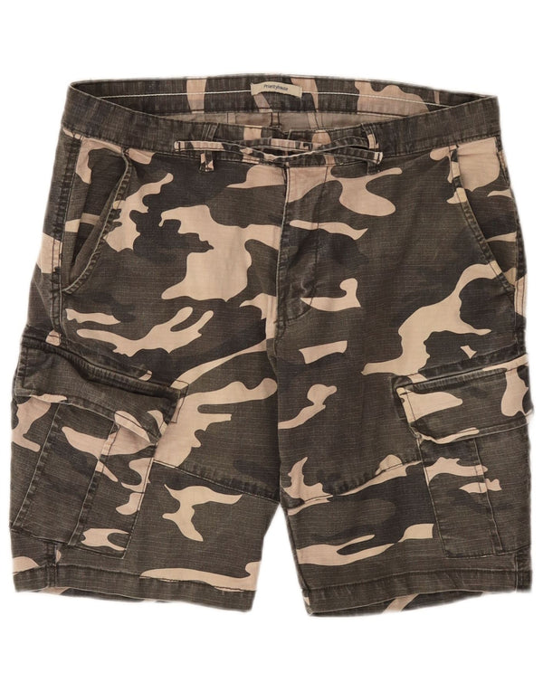 VINTAGE Mens Cargo Shorts W34 Large  Khaki Camouflage Cotton