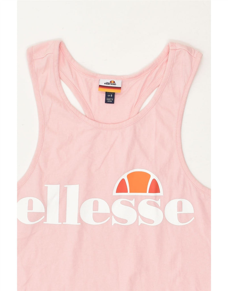 ELLESSE Womens Graphic Vest Top UK 8 Small Pink Cotton | Vintage Ellesse | Thrift | Second-Hand Ellesse | Used Clothing | Messina Hembry 