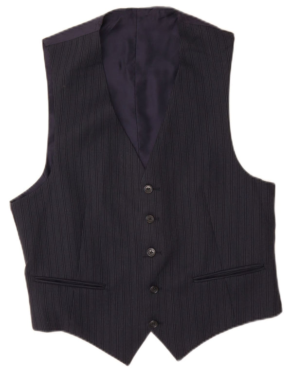 Vintage Mens Waistcoat Small Navy Blue Pinstripe