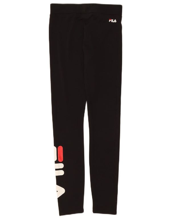 Fila Womens Graphic Leggings UK 8 Small  Black Polyester