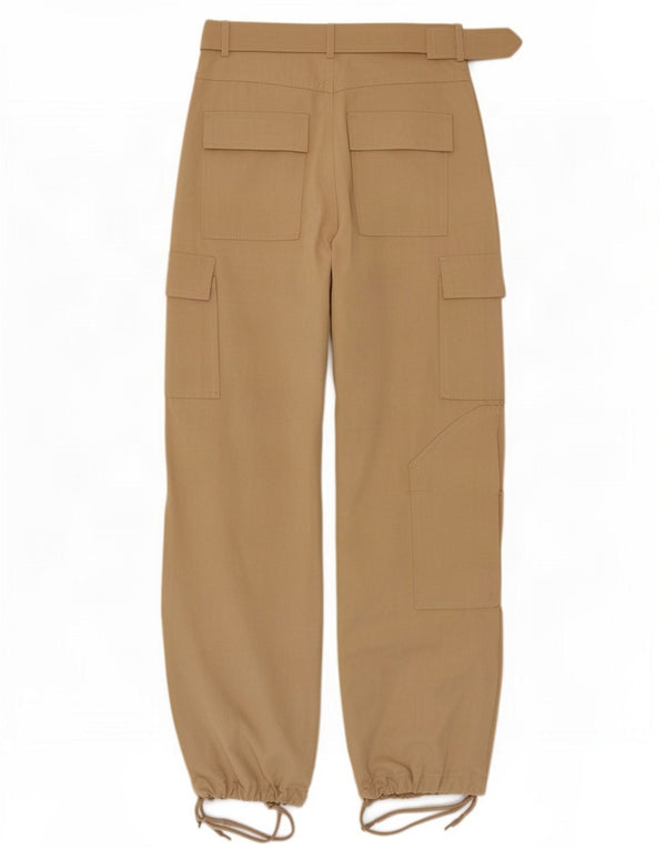 Zara Womens High Waist Joggers Cargo Trousers Small W26 L30 Beige Cotton