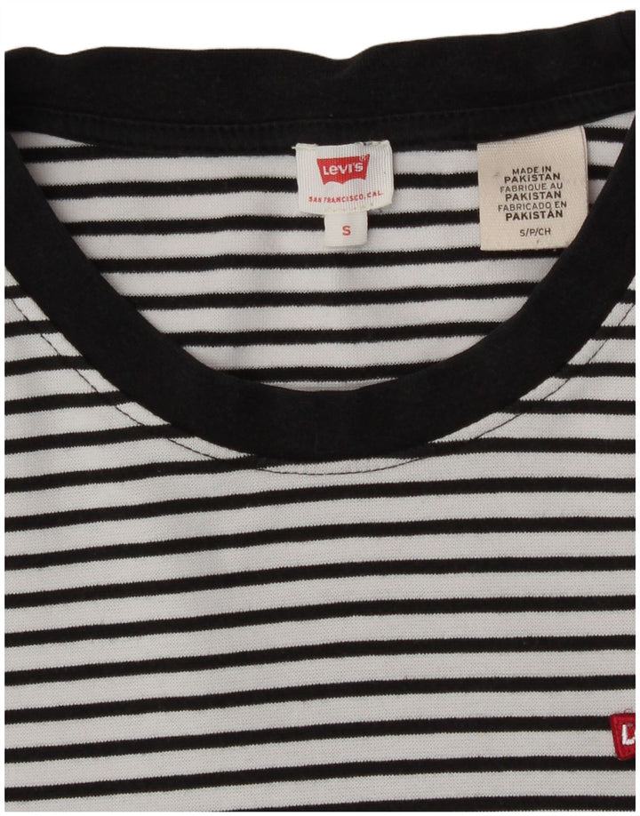 Levi's Womens Top Long Sleeve UK 10 Small White Pinstripe Cotton