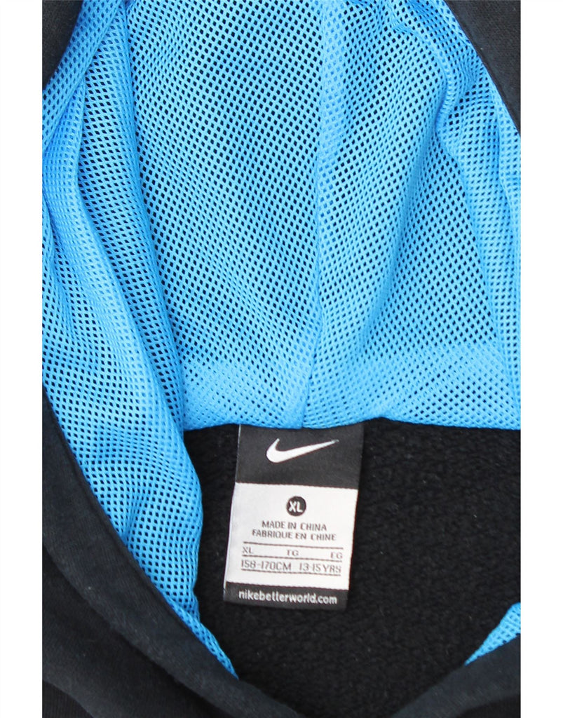 NIKE Boys Graphic Hoodie Jumper 13-14 Years XL Black Cotton Vintage Nike and Second-Hand Nike from Messina Hembry 