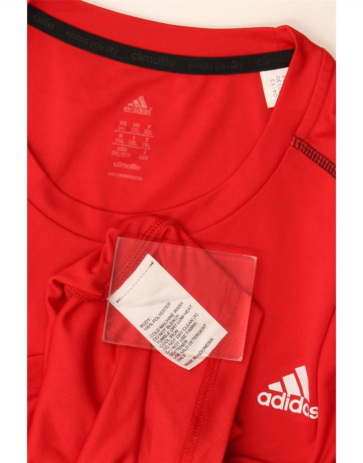ADIDAS Mens Climalite T-Shirt Top 2XL Red Colourblock Polyester