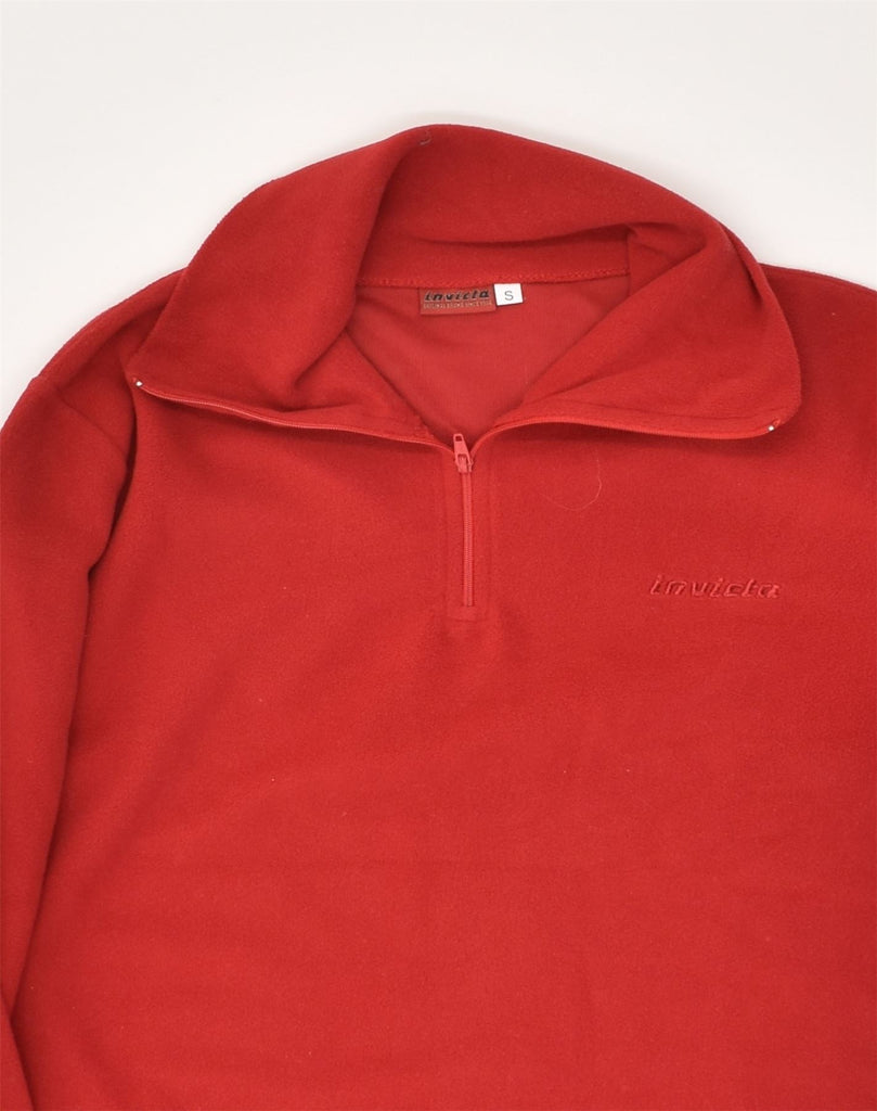 INVICTA Womens Zip Neck Fleece Jumper UK 8 Small Red Polyester | Vintage Invicta | Thrift | Second-Hand Invicta | Used Clothing | Messina Hembry 