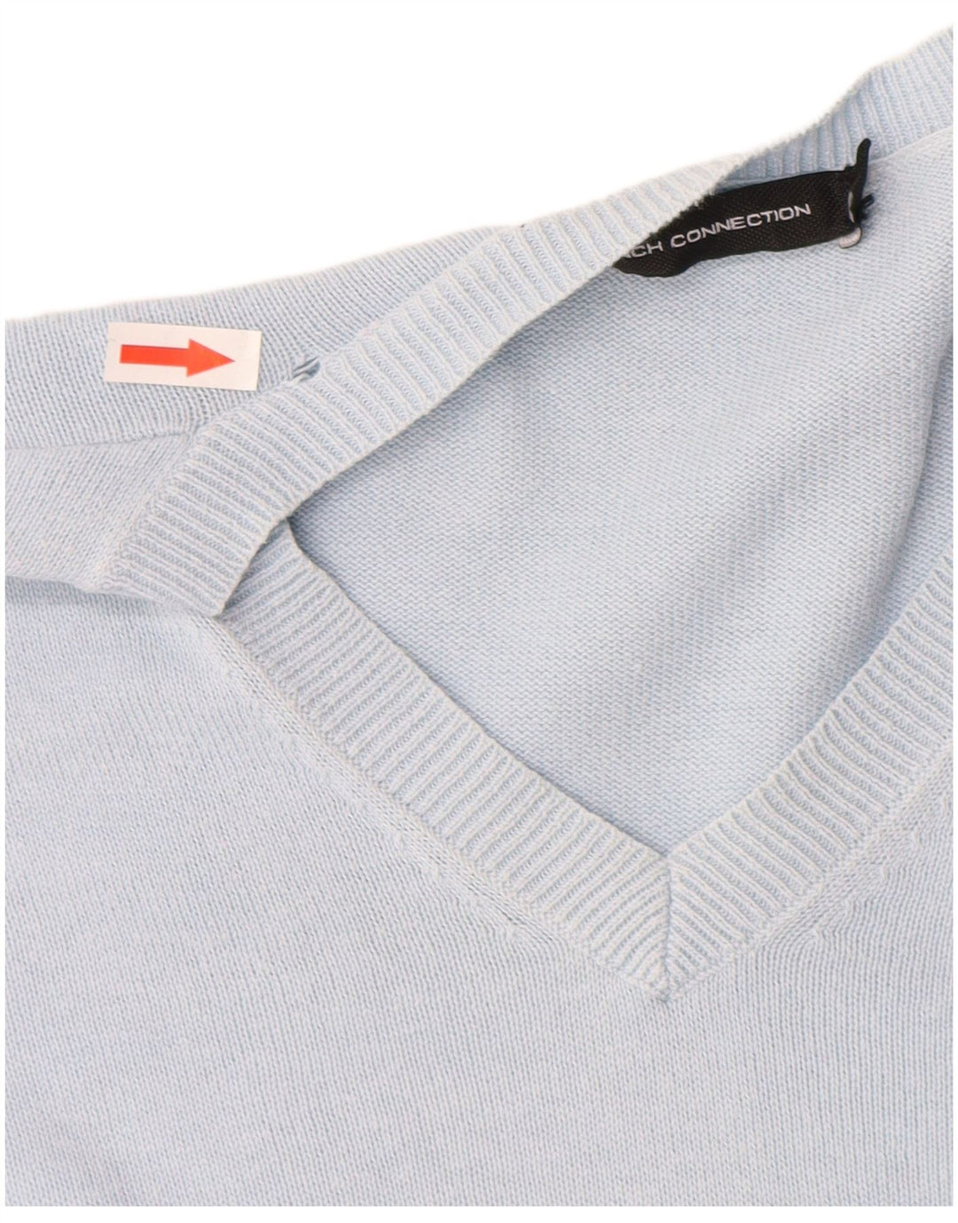French Connection Womens V-Neck Jumper Sweater UK 14 Medium Blue Cotton