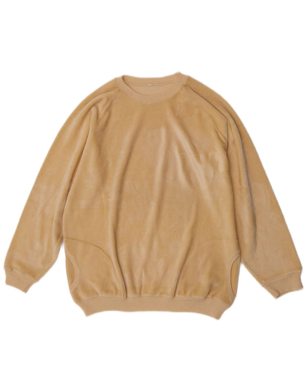 Vintage Womens Velour Sweatshirt Jumper IT 50 XL Yellow