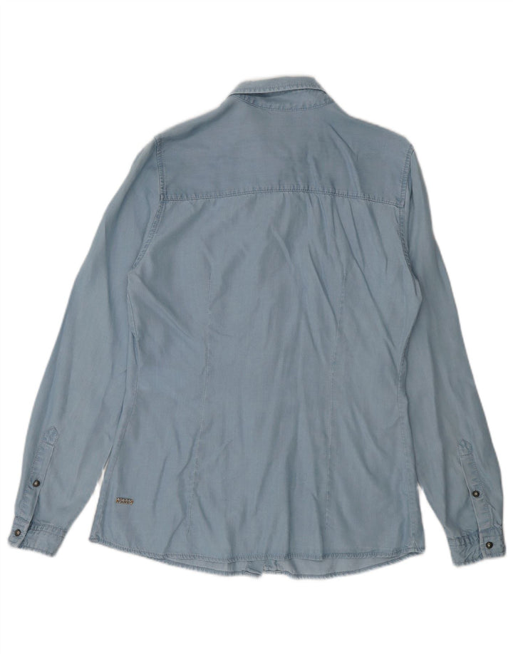 Hugo Boss Womens Oversized Shirt UK 6 XS Blue Lyocell