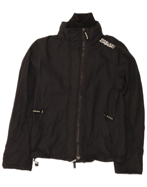 Superdry Girls Graphic Rain Jacket 11-12 Years Large Black Nylon