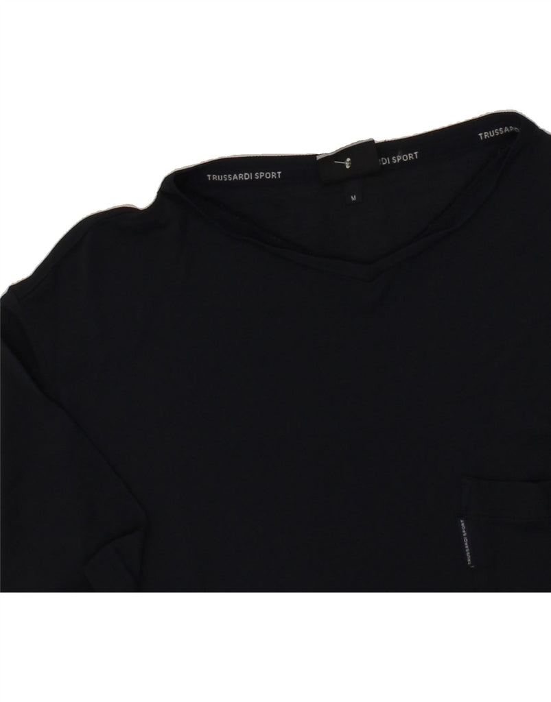 TRUSSARDI Mens T-Shirt Top Medium Navy Blue Acetate Vintage Trussardi and Second-Hand Trussardi from Messina Hembry 