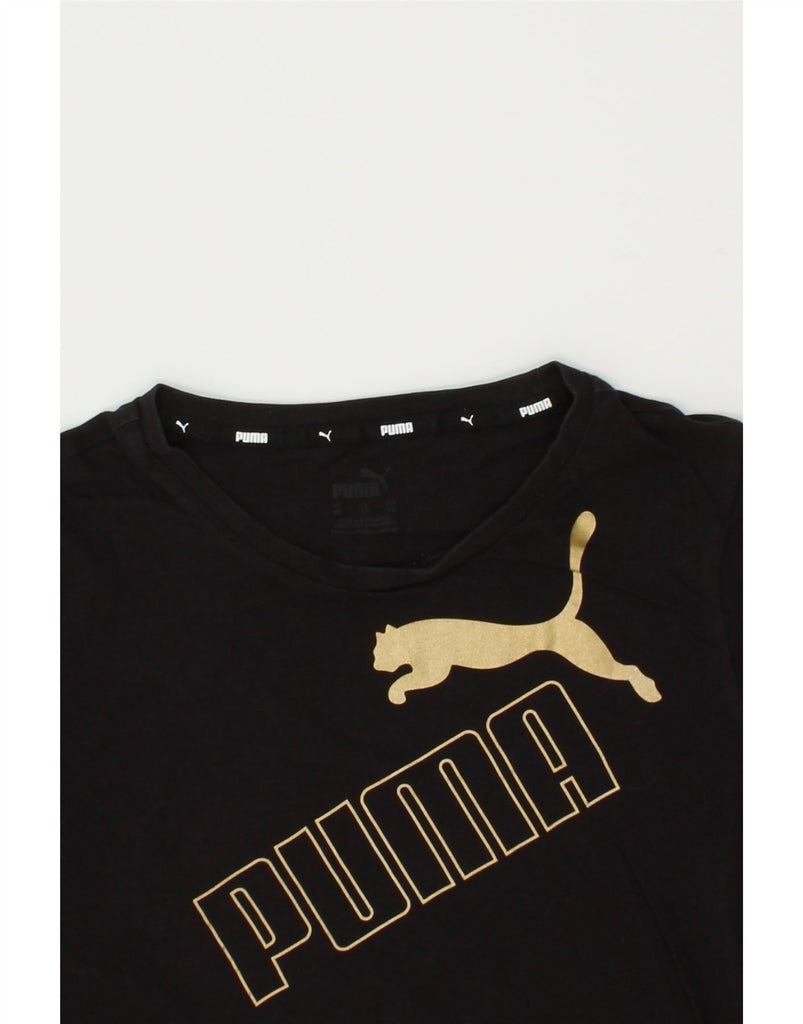 PUMA Womens Graphic T-Shirt Top UK 6 XS Black | Vintage Puma | Thrift | Second-Hand Puma | Used Clothing | Messina Hembry 