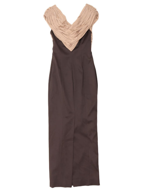 Karen Millen Womens Sleeveless Maxi Dress UK 10 Small Grey Colourblock