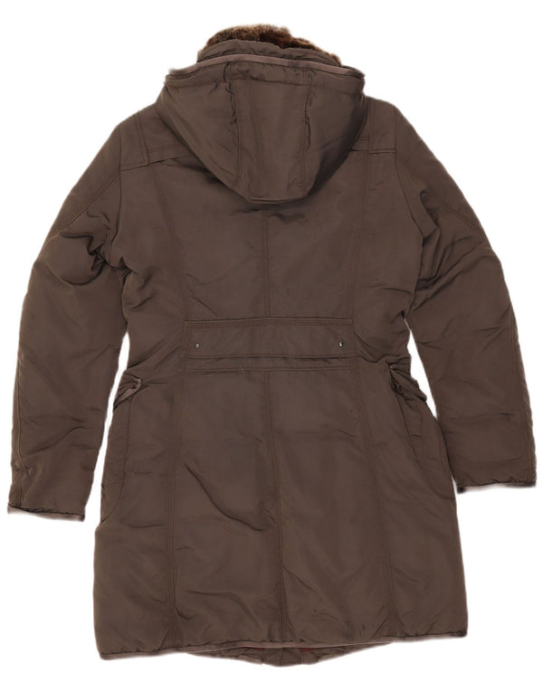 PEUTEREY Womens Hooded Padded Coat IT 44 Medium Grey Polyamide