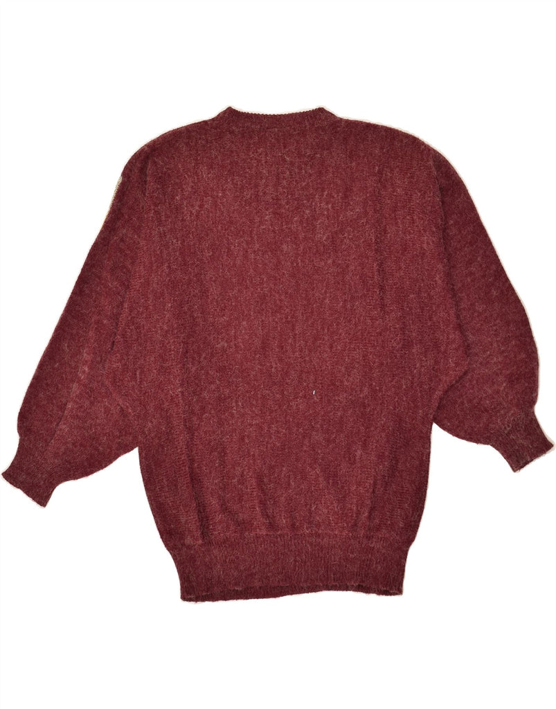 VINTAGE Womens Graphic Crew Neck Jumper Sweater UK 12 Medium Maroon | Vintage Vintage | Thrift | Second-Hand Vintage | Used Clothing | Messina Hembry 