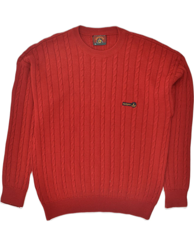 NAVIGARE Mens Slim Fit Crew Neck Jumper Sweater XL Red Acrylic | Vintage Navigare | Thrift | Second-Hand Navigare | Used Clothing | Messina Hembry 