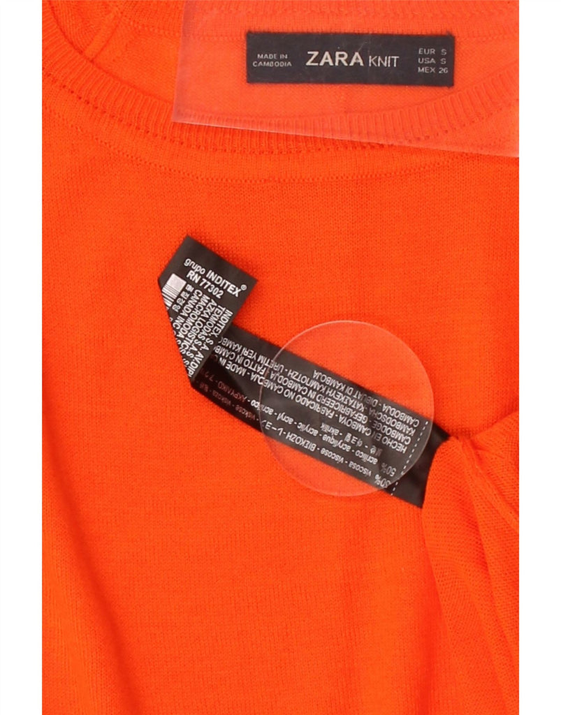 ZARA Womens Oversized Boat Neck Jumper Sweater UK 10 Small Orange Viscose Vintage Zara and Second-Hand Zara from Messina Hembry 