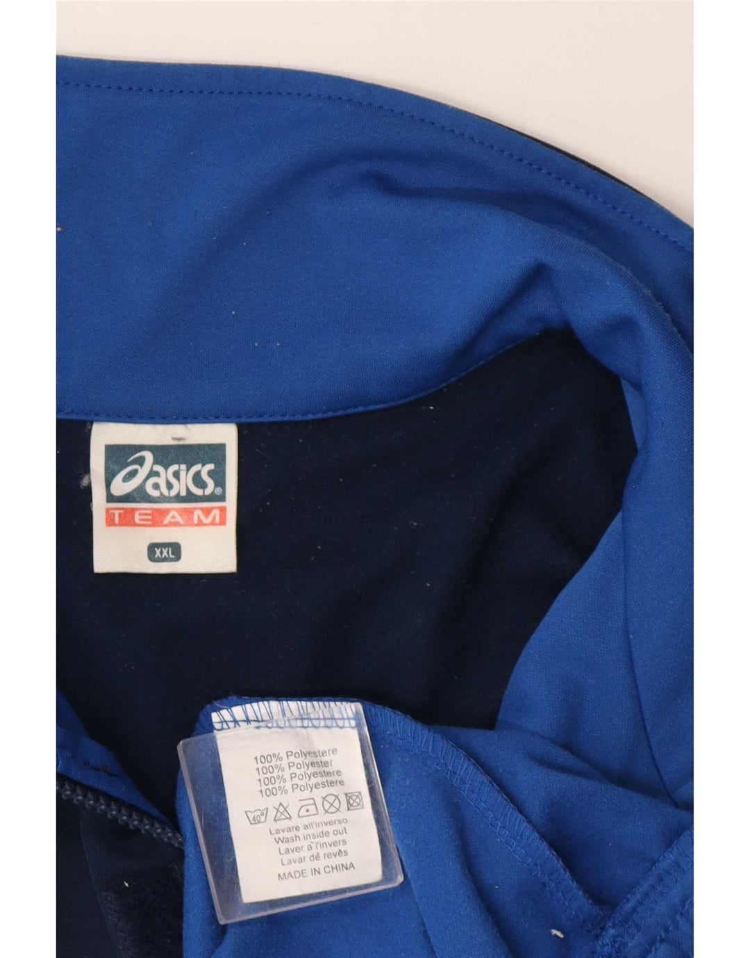 Asics Mens Graphic Zip Neck Pullover Tracksuit Top 2XL Blue Colourblock