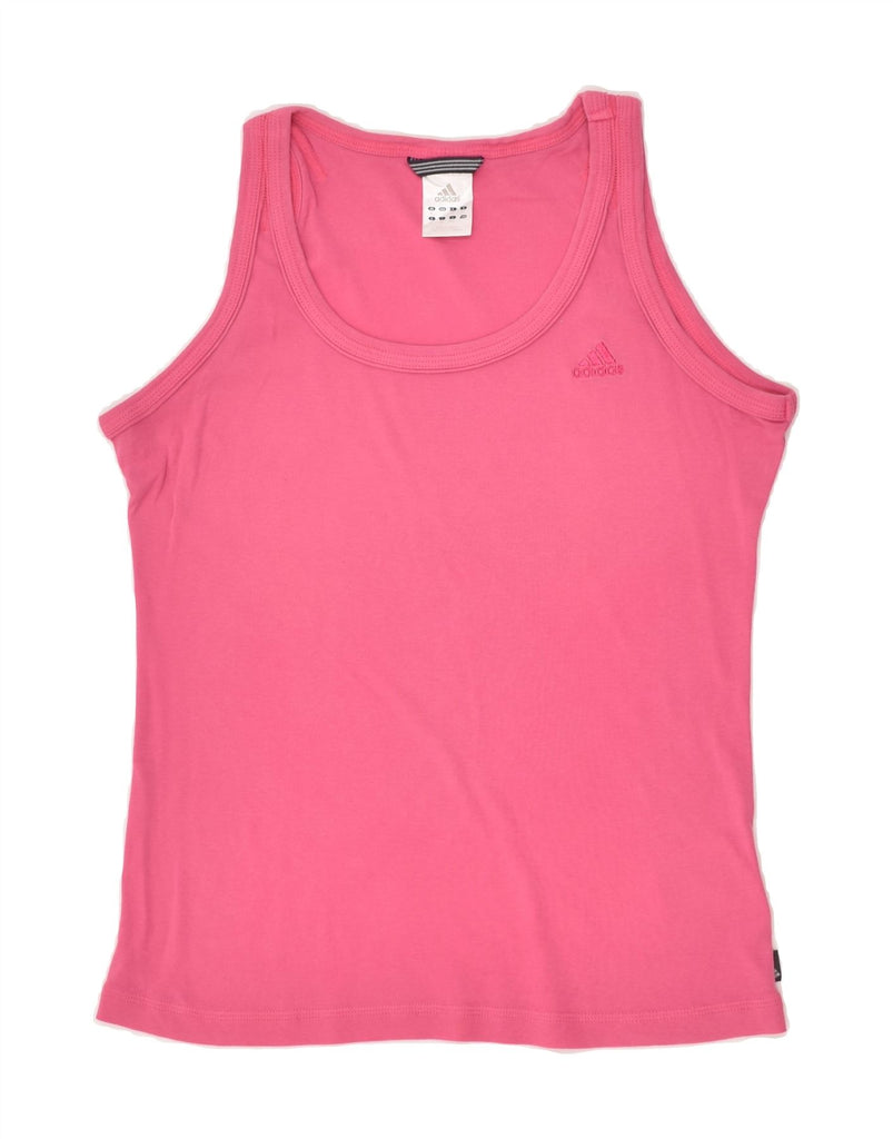 ADIDAS Womens Graphic Vest Top UK 16 Large  Pink Cotton | Vintage Adidas | Thrift | Second-Hand Adidas | Used Clothing | Messina Hembry 