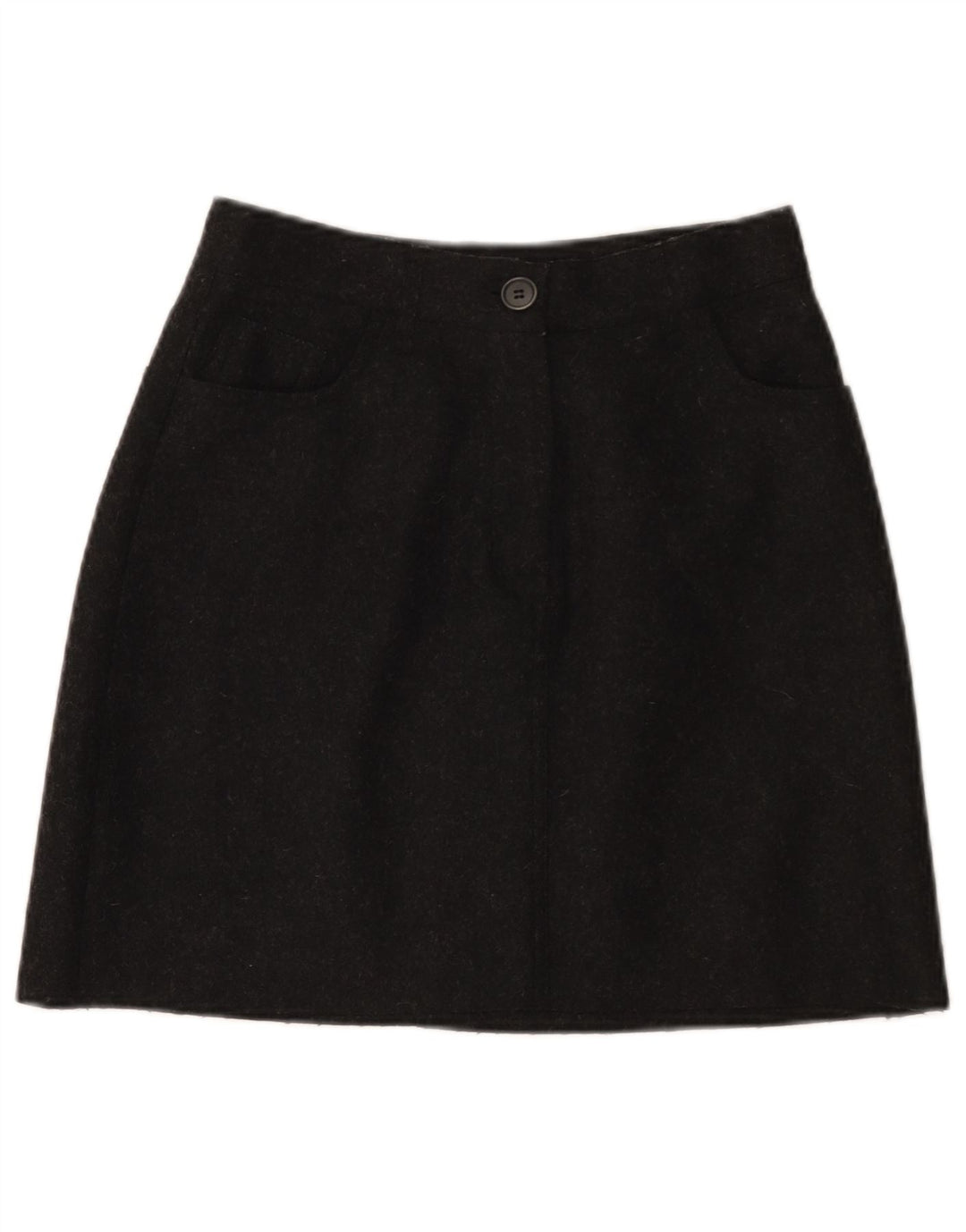 VINTAGE Womens A-Line Skirt IT 42 Medium W26  Black Wool