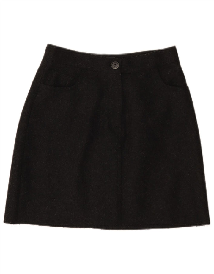 VINTAGE Womens A-Line Skirt IT 42 Medium W26  Black Wool