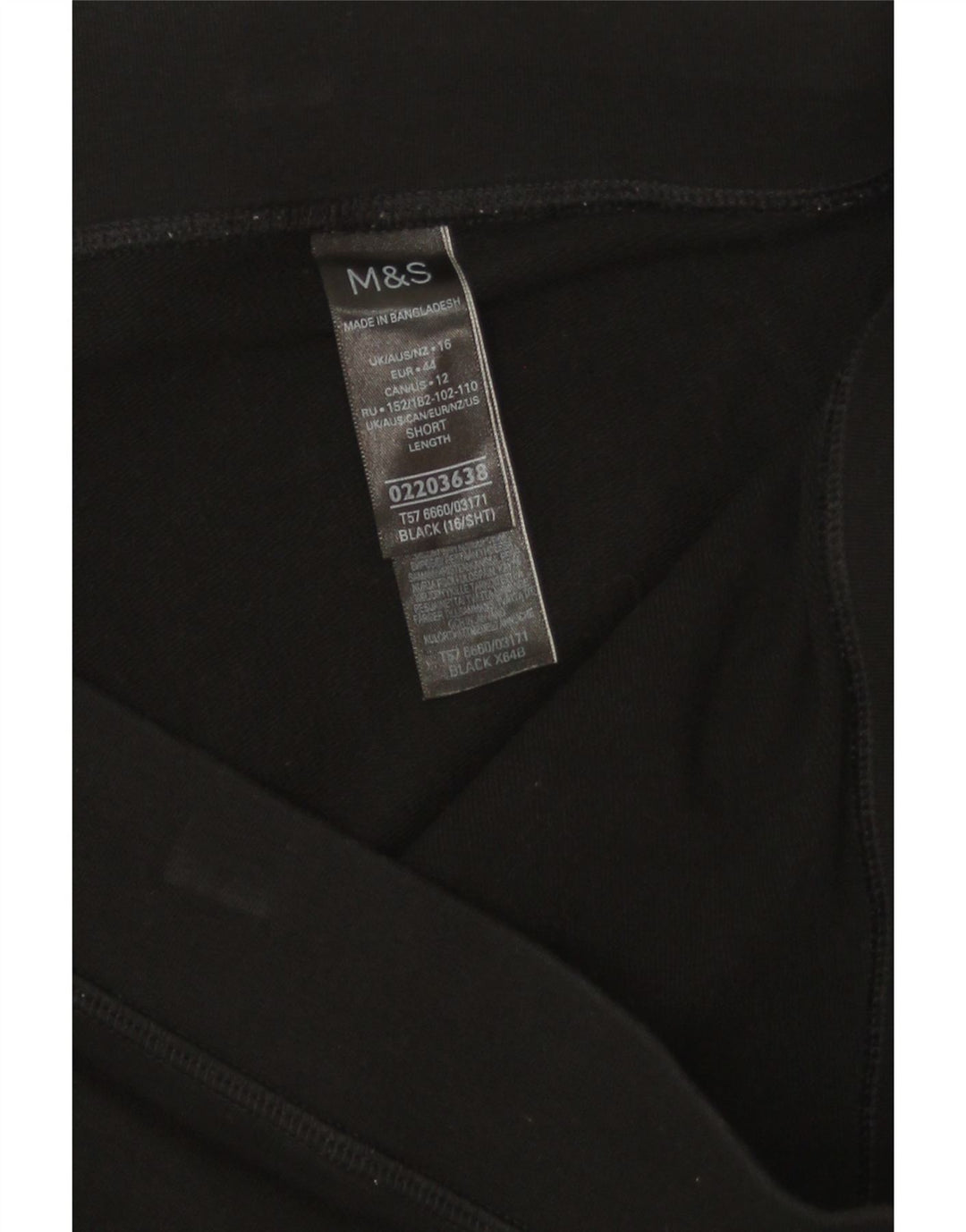 Marks & Spencer Womens Leggings UK 16 Large Black Cotton
